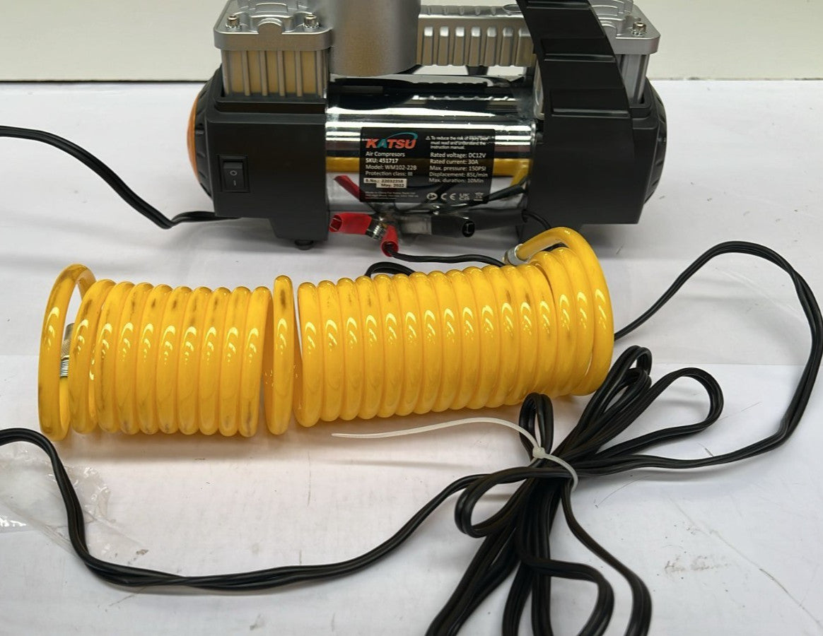 KATSU Car Tyre Inflator 12V 30Amp Large Volume Portable (Plug not included)