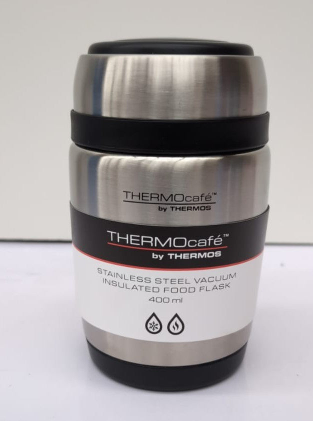 Thermos Curved Food Flask, Stainless Steel, 400 ml (missing foldable spoon)