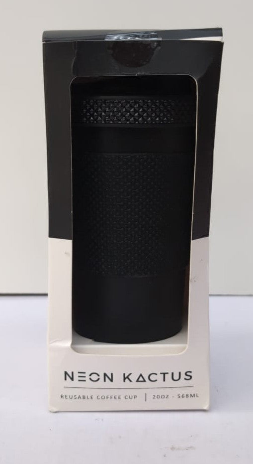 Neon Kactus Insulated Coffee Cup | Reusable Coffee Cup Black 20 oz