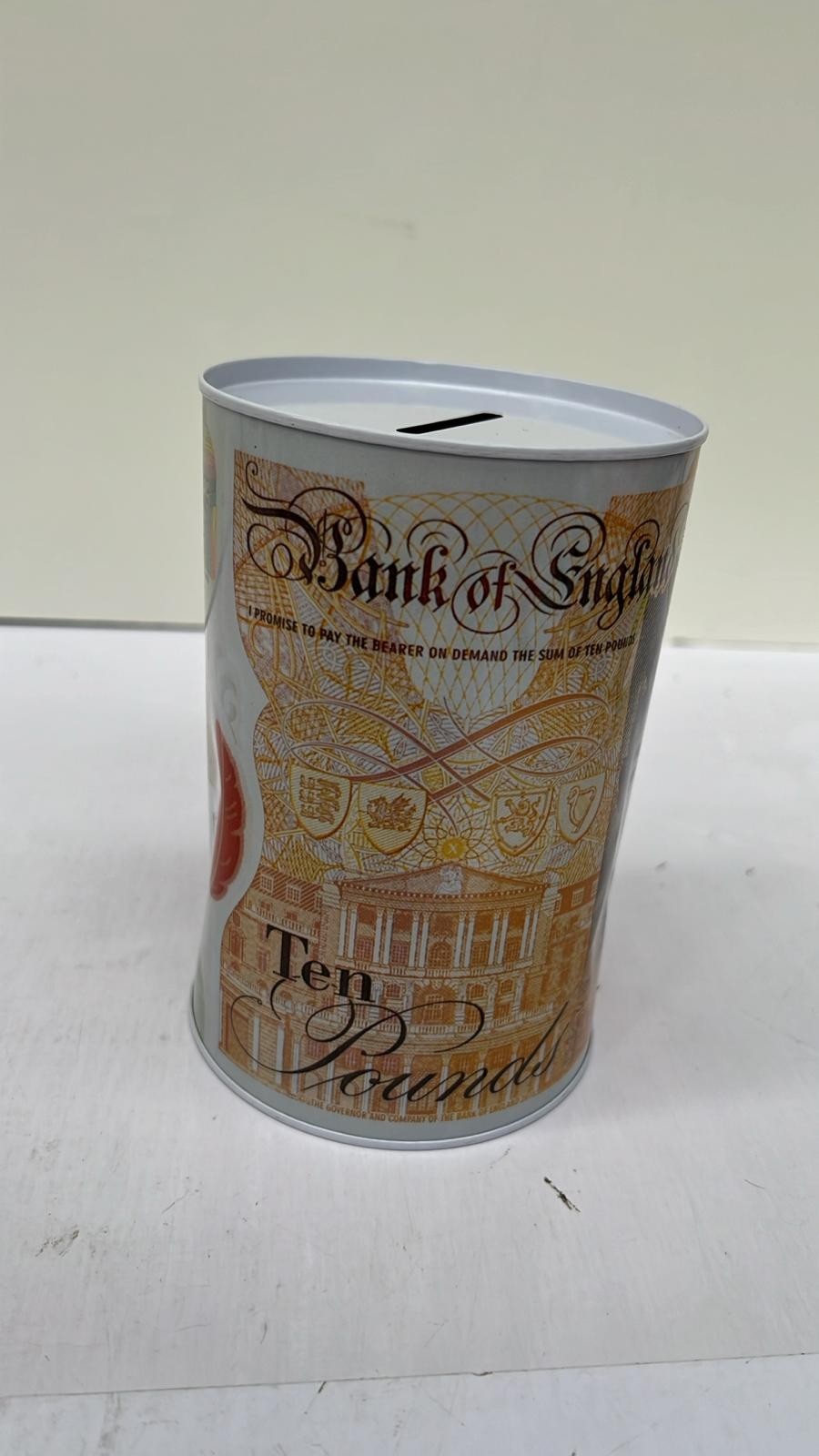 £10 Money Boxes - Bank Note Money Tin Piggy Bank (Slightly Dent on the side)