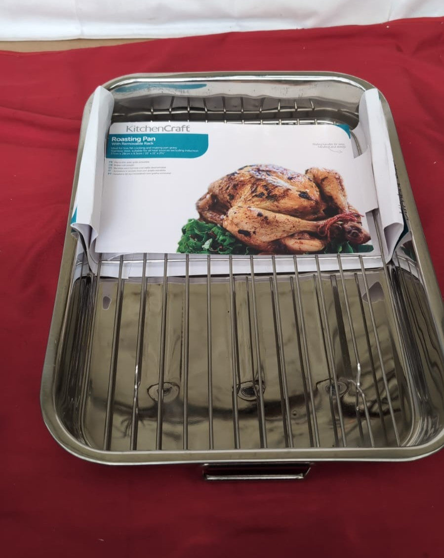 KitchenCraft Roasting Tin with Rack, Roasting Tin,(slightly scuffed)