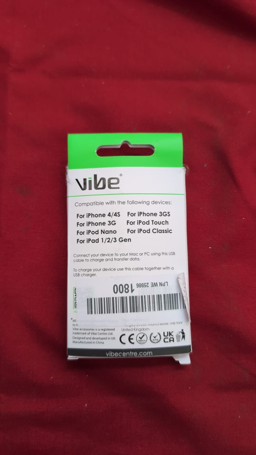 Vibe USB Sync and Charging Data Cable for iPhone 1M White (packaging damaged)