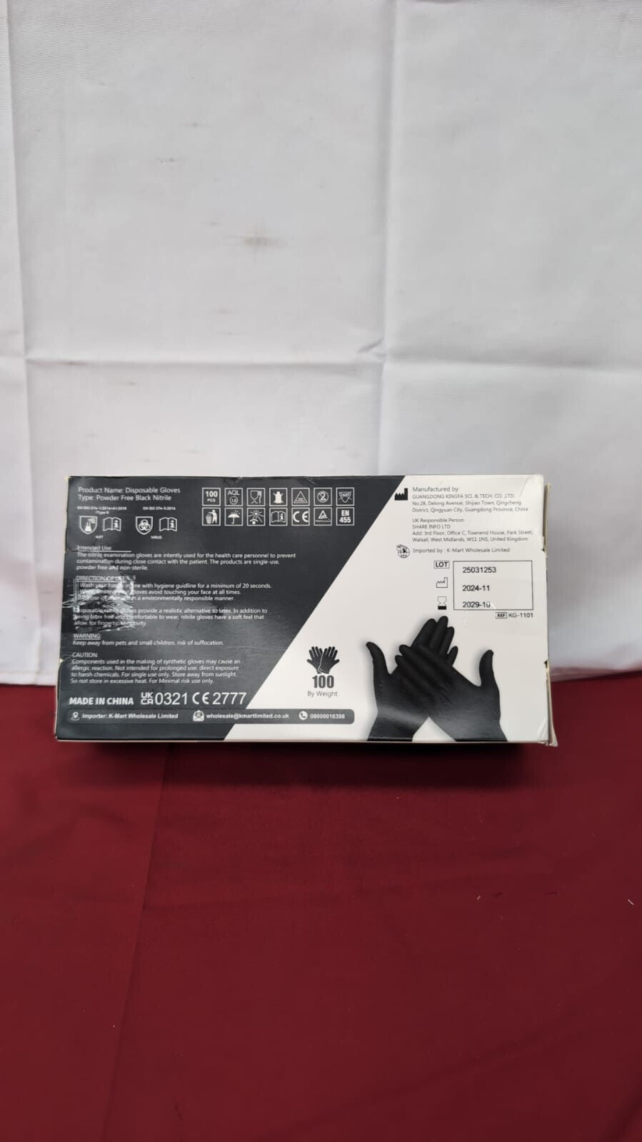 K-MART Black Nitrile Multi-Purpose Disposable Gloves Powder (packaging damaged)