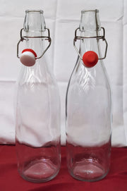 1000 ml Classic Airtight Lever Arm Cordial Bottle, Traditional Vintage (2pack)