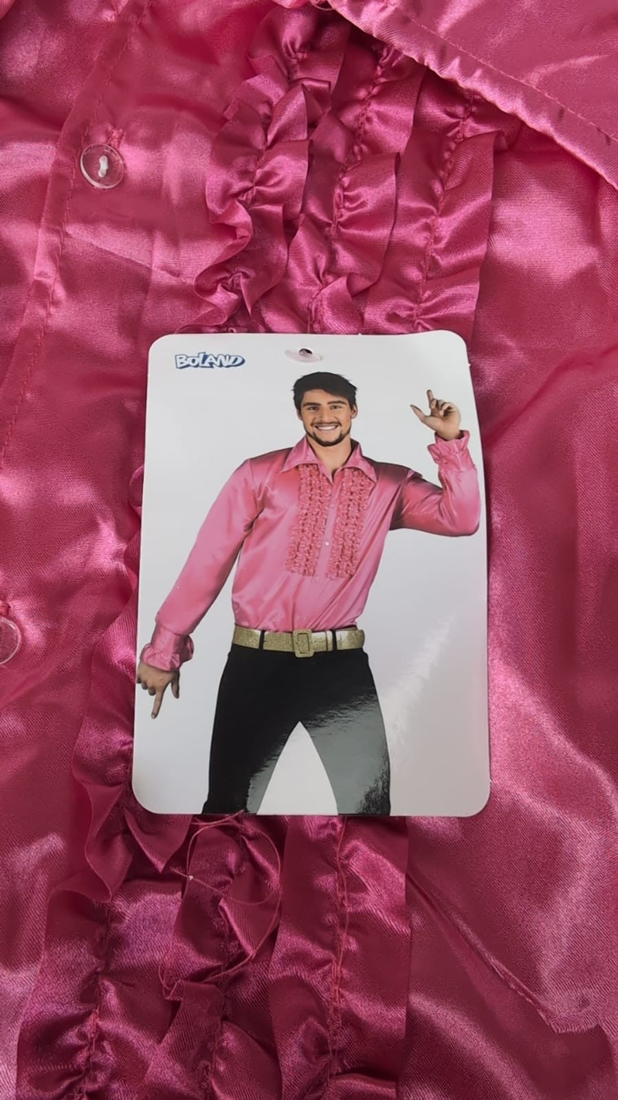 BOLAND - Disco Shirt with Ruffles, Pink, for Men, Costume, Party
