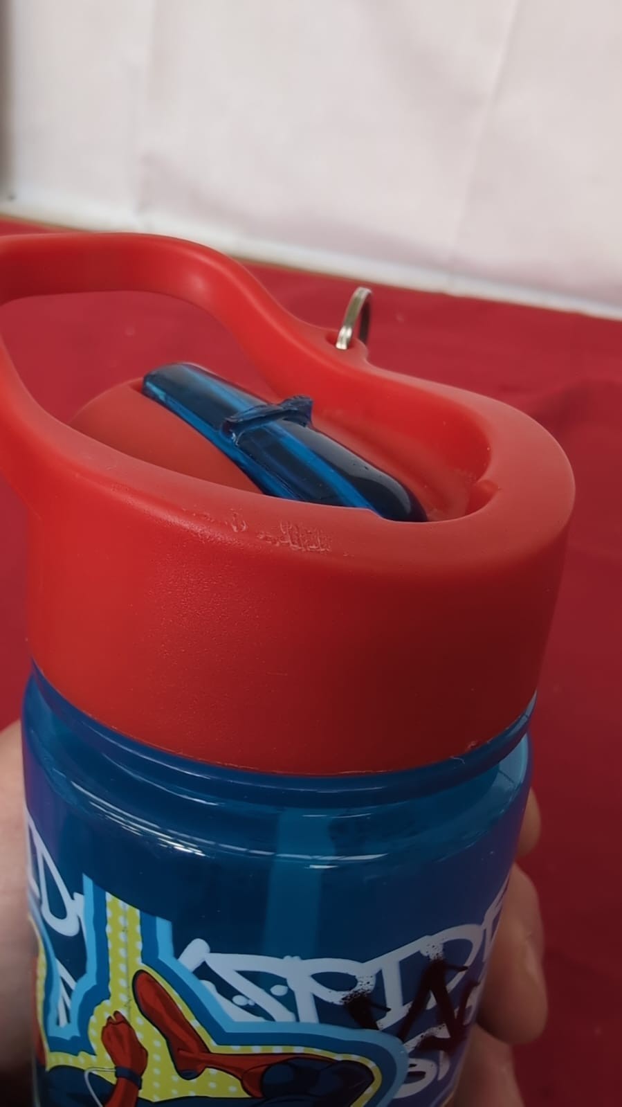 Spiderman Kids 500ml Water Bottle with Straw (Small Scuff on Top)