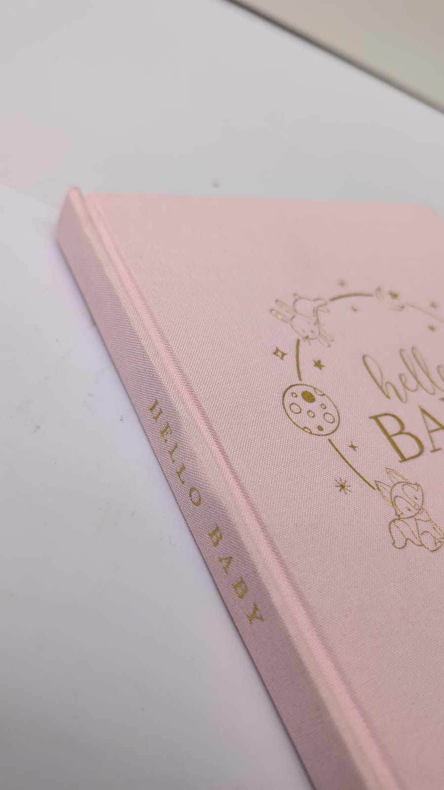 Lanpn Hello Baby Memory Book  Linen Hardcover Pink(covers slightly scuffed )