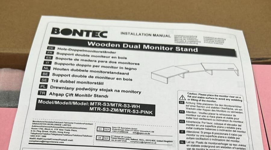 BONTEC Dual Monitor Stand Riser, Desktop Organizer Stand with Smartphone Holder