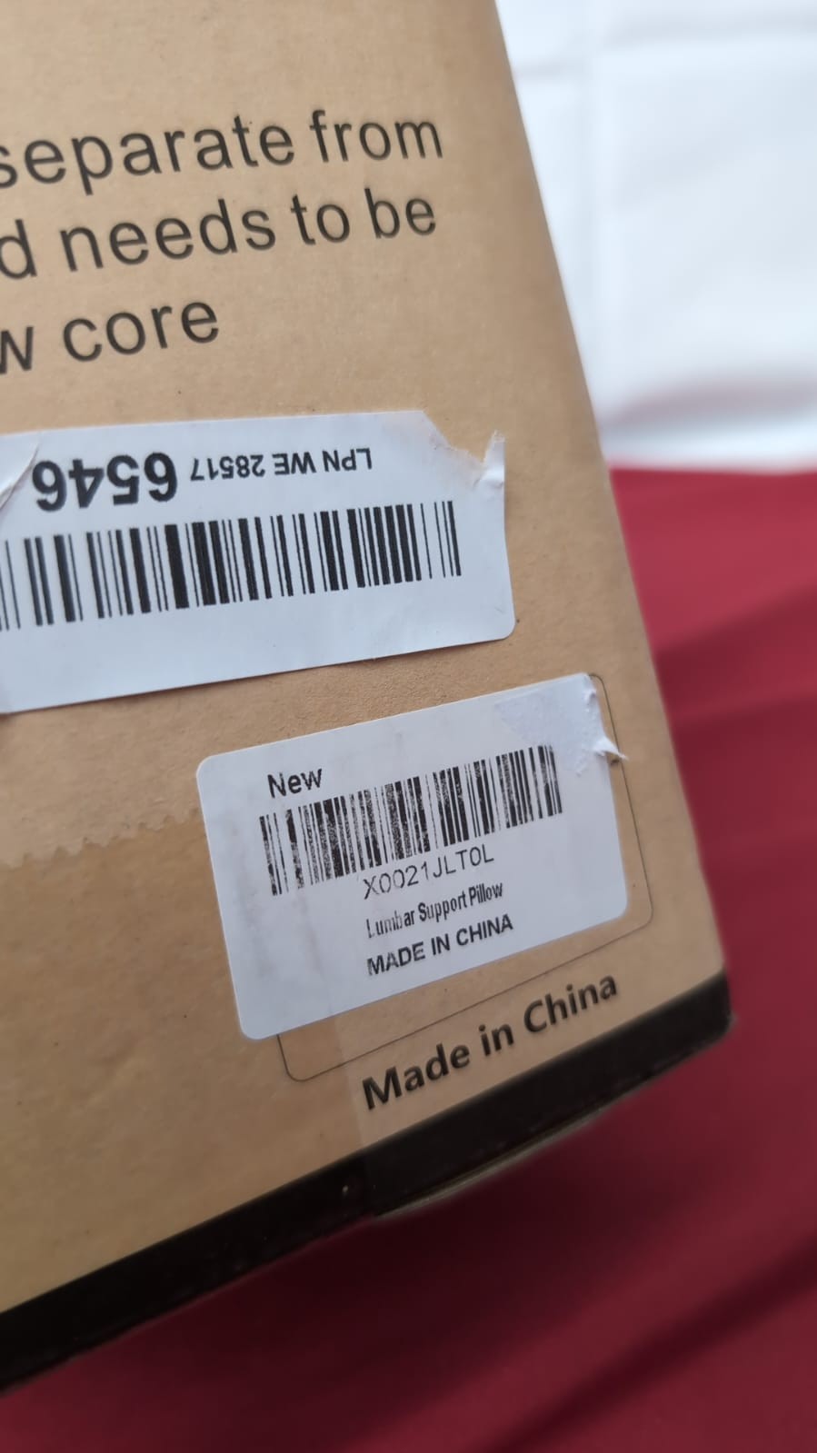 Lumbar Pillow Gel Support Pillow Back Cushion Help in Relieving  (box damaged)