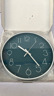 Battery Operated Quality Quartz Round Wall Clock Decor for Pool Patio 12"-BLUE