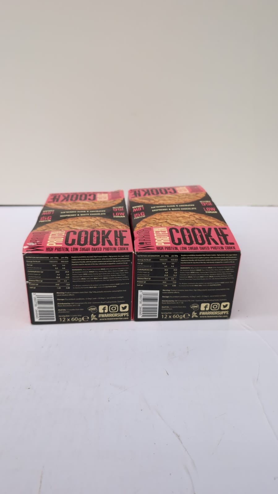 Warrior Protein Cookies– Low Sugar Baked  12 x 60g (2 Pack) BBE:14/02/25