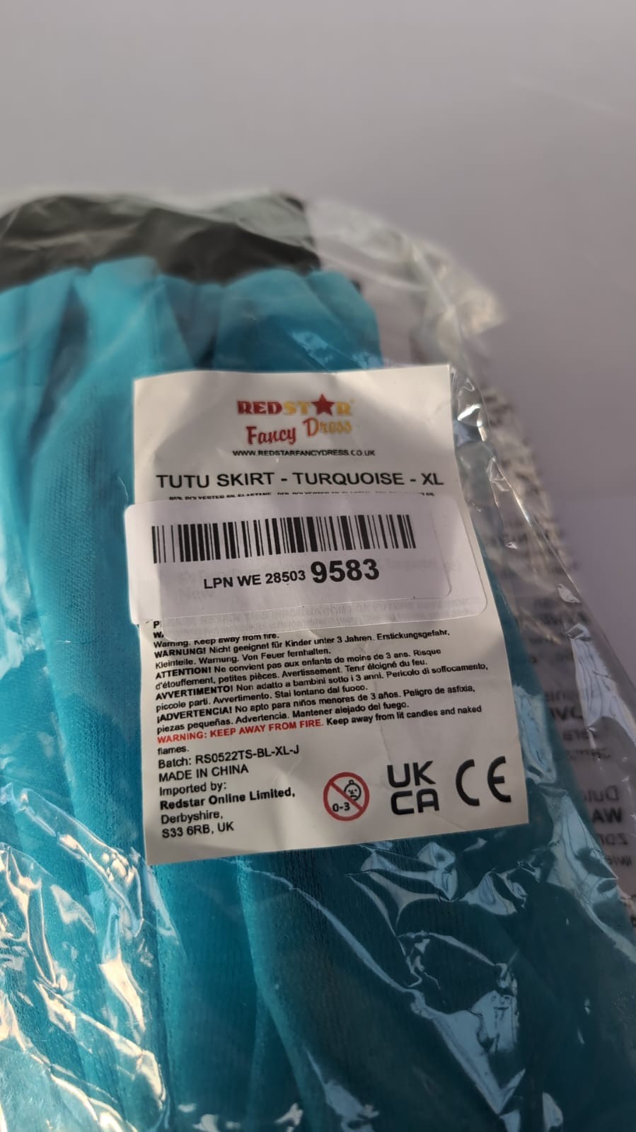 REDSTAR FANCY DRESS Ladies Tutu Skirt 80s Party Outfit XL,Turquoise(PACKDAMAGED)