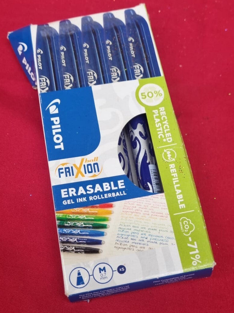 Pilot Frixion Erasable Rollerball Pen Set Pack of 5 - Blue (box damaged 2pack)