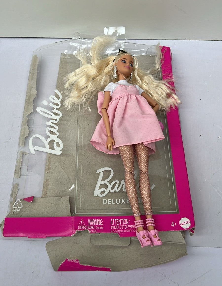 Barbie Deluxe Style Doll #3 in Barbiecore Outfit, Blond Hair (BOX DAMAGED)