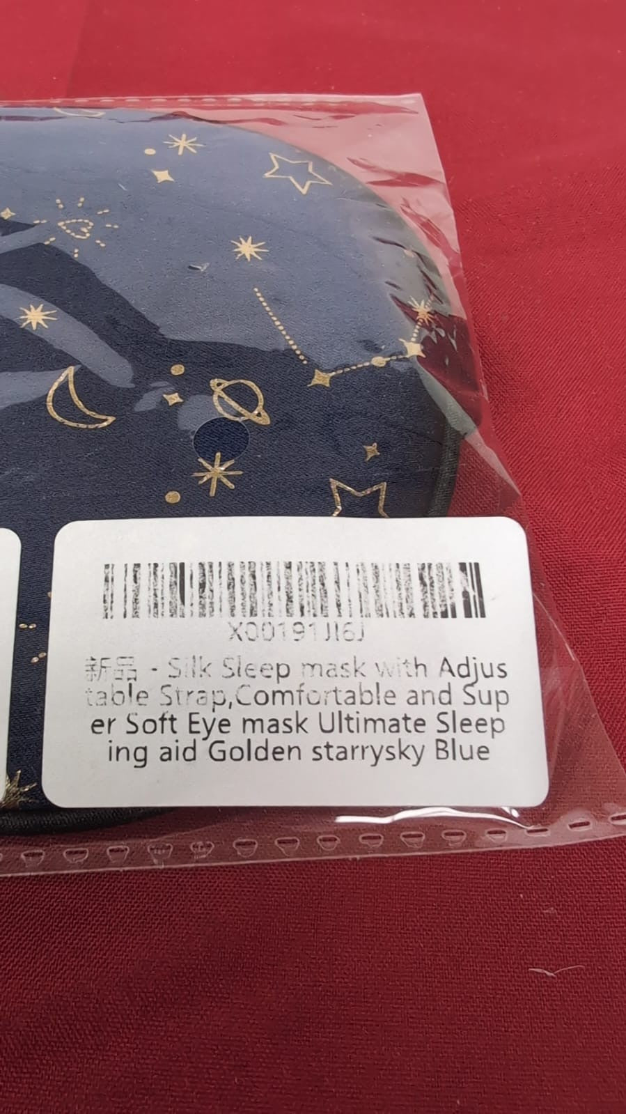 Silk Sleep mask with Adjustable Strap,Comfortable and Super Soft Eye golden/blue