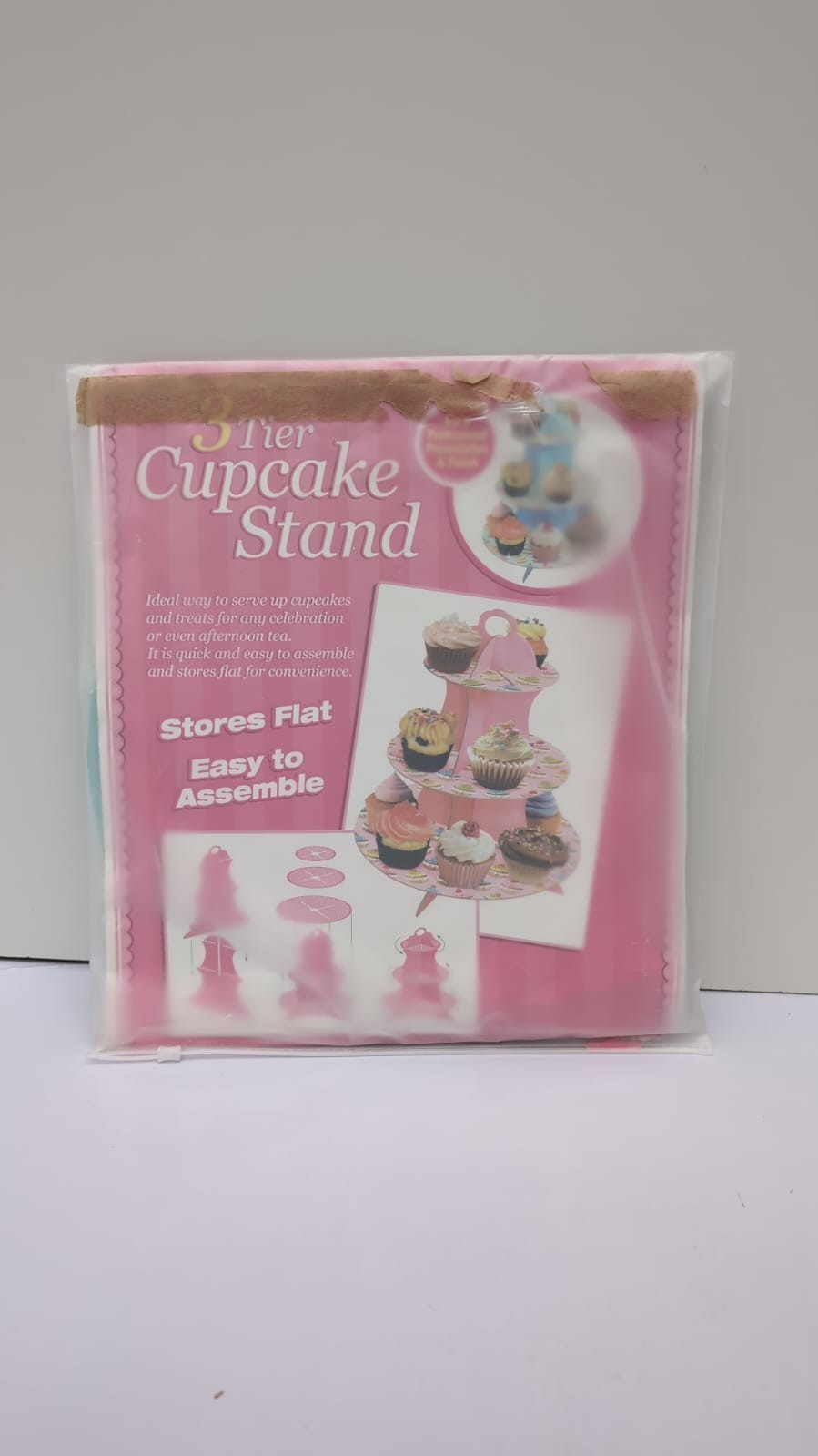 Zopeal Farm Cupcake Stand, 3 Tier Pink Farm Animal Tray, Food Serving Tray