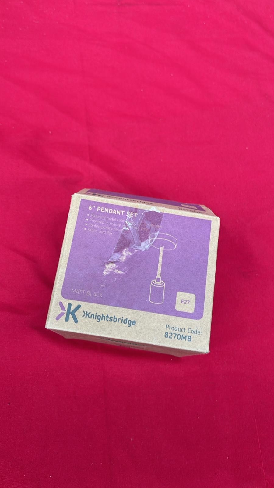 Knightsbridge 6 Inch E27 Contemporary Pendant Set - Matt Black