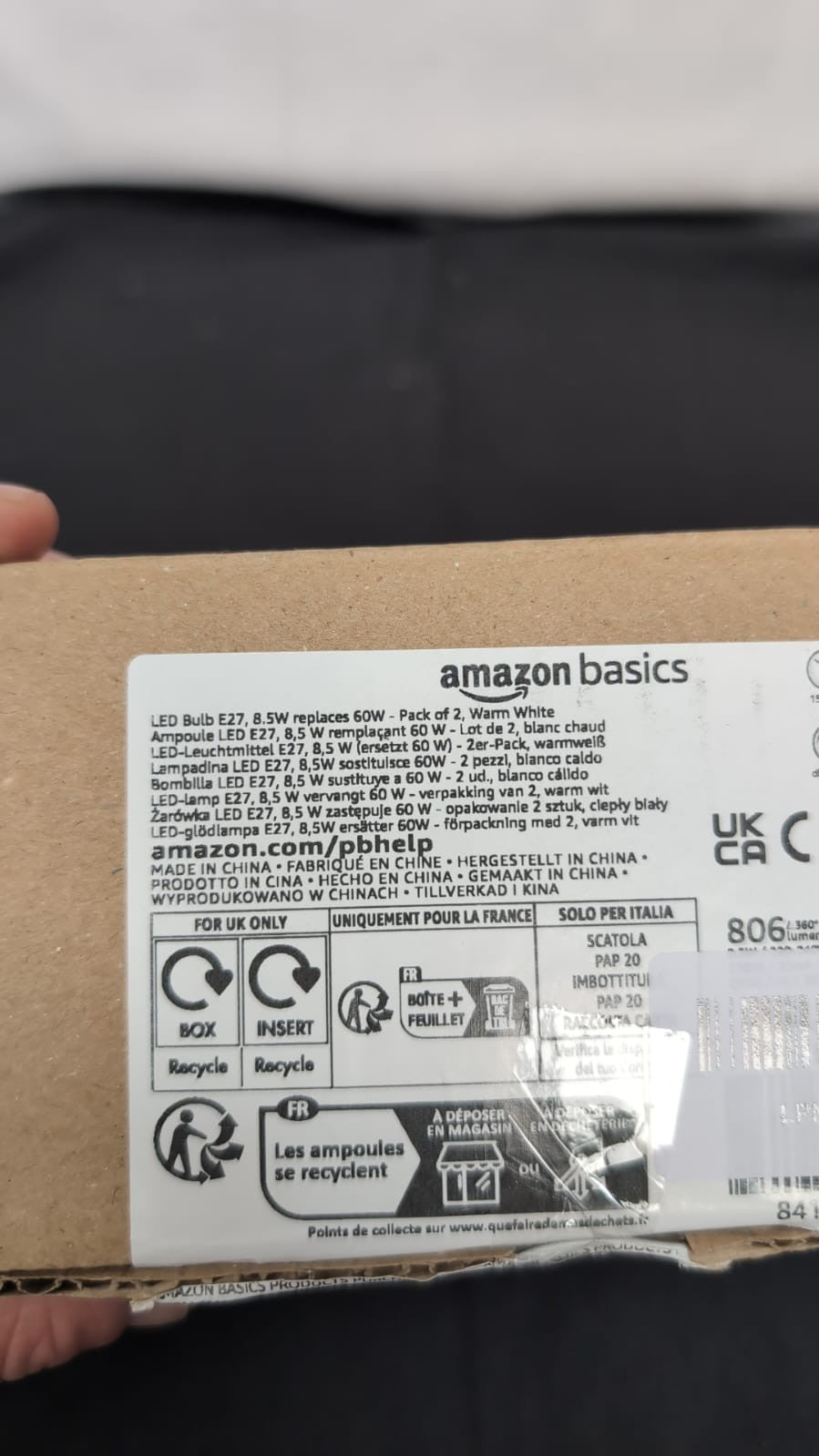 Amazon Basics LED E27 Edison Screw Bulb, 8.5 W (Equivalent to 60W) Warm Light