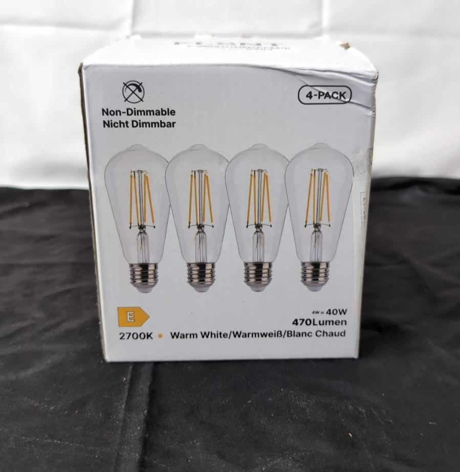 E27 Edison Screw Bulb, E27 Bulb 4W =40W,2700K Warm White Pack of 4