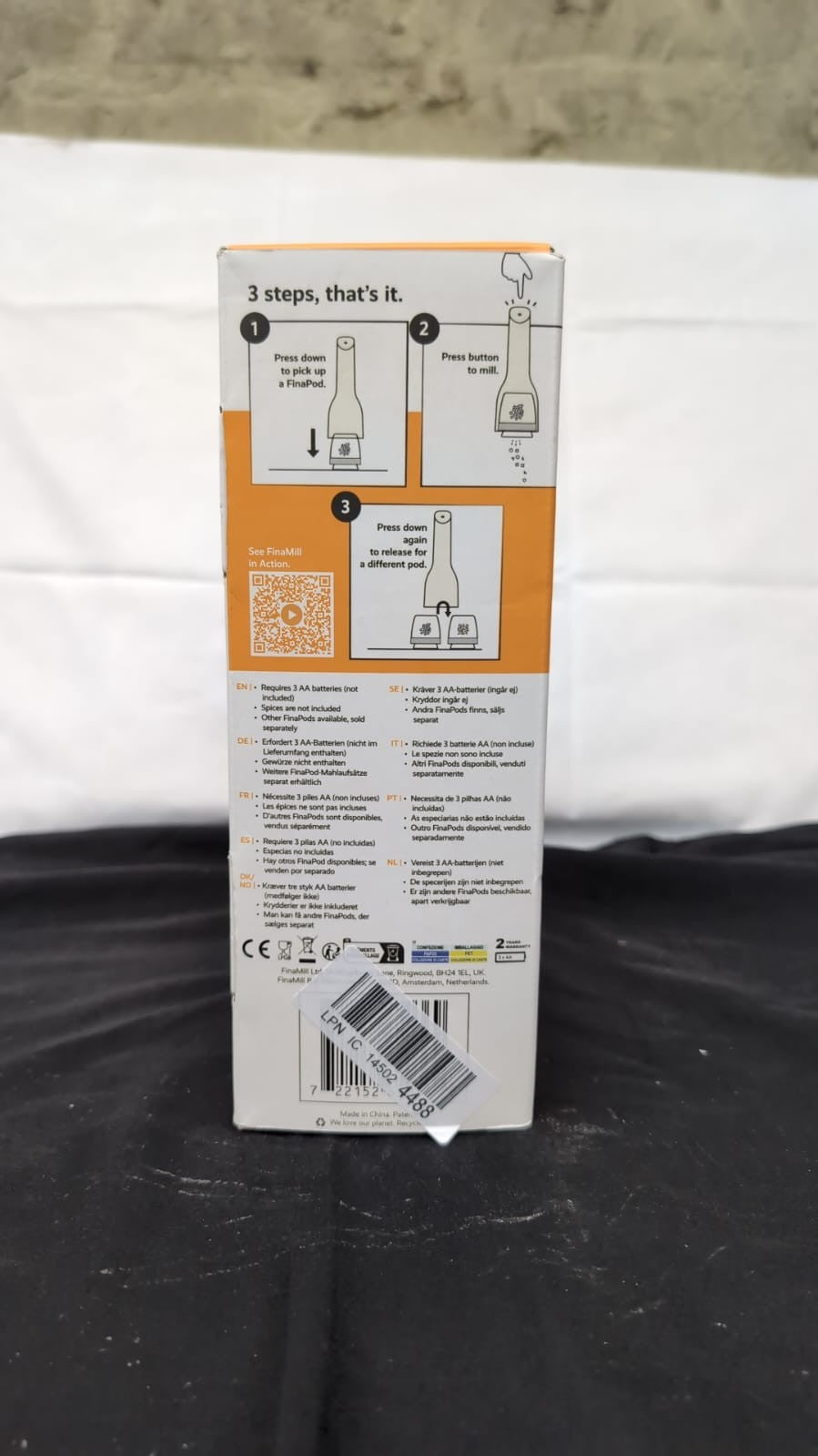 FinaMill Award Winning Battery Operated Pepper Mill & Spice Grinder(box damaged)
