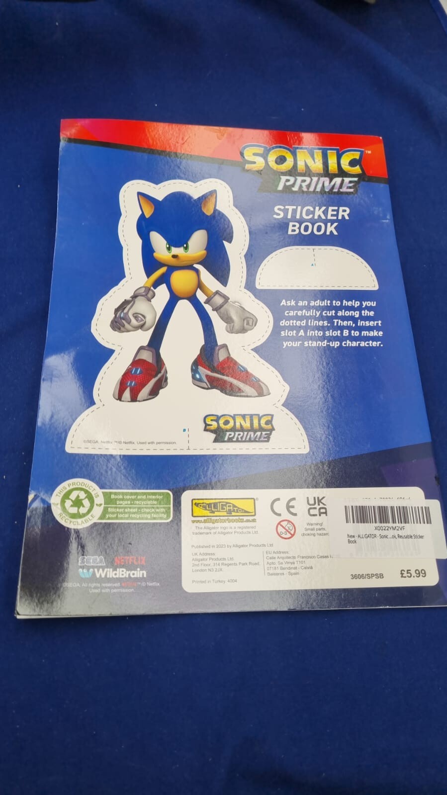 Sonic Prime Sticker Book, The Hedgehog GiftsSticker Activity (back damaged)