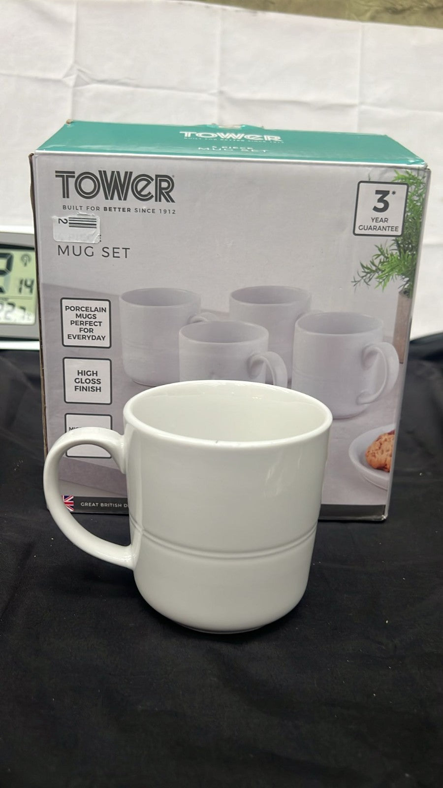Tower Porcelain Mugs, Set of 3, White(not four)