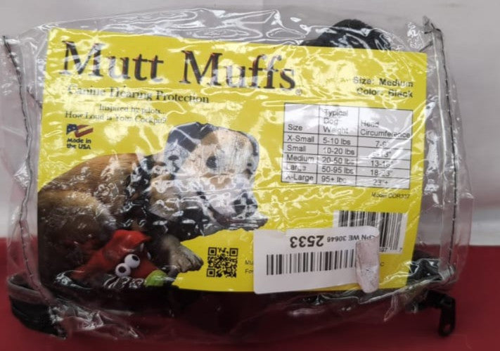 Mutt Muffs DDR337 Hearing Protection for Dogs, Black, Medium