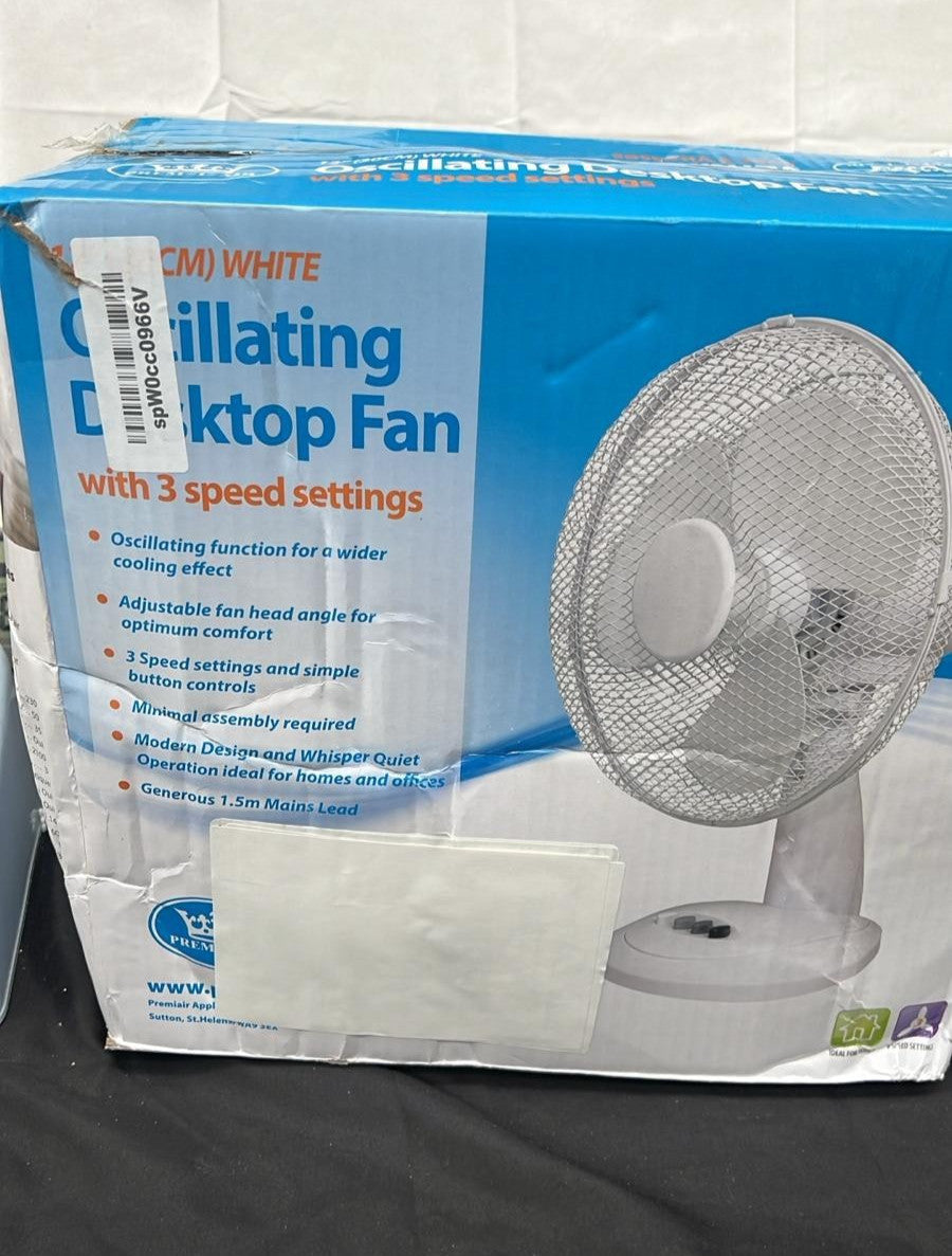 Prem-I-Air  12 White Oscillating Desktop Fan with 3 Speed Settings