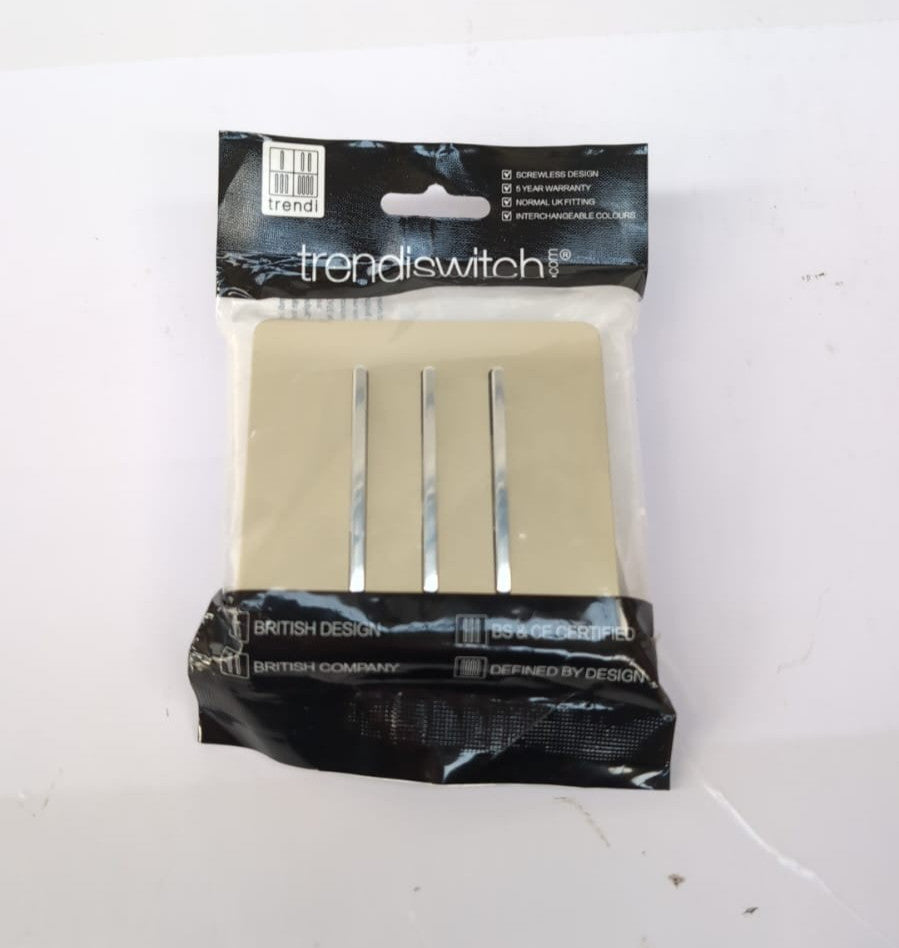 Trendi 3 Gang 2 way 240V Screwless Raised Front Plate Plastic