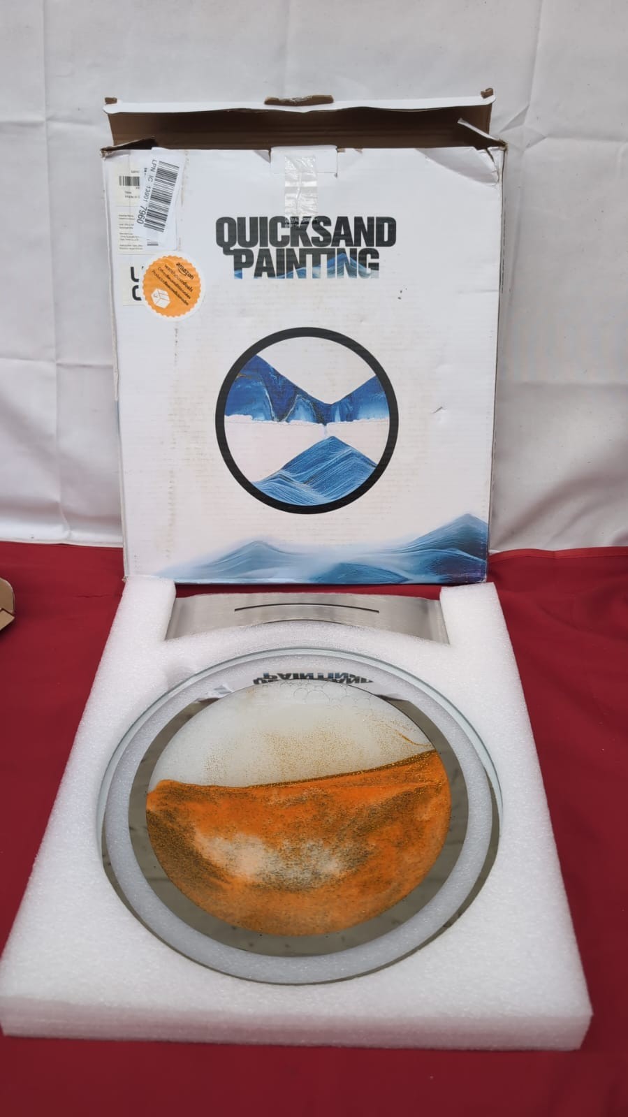 Moving Sand Art Picture in Motion Round Glass 3D Sea Landscape, (boxdamaged)
