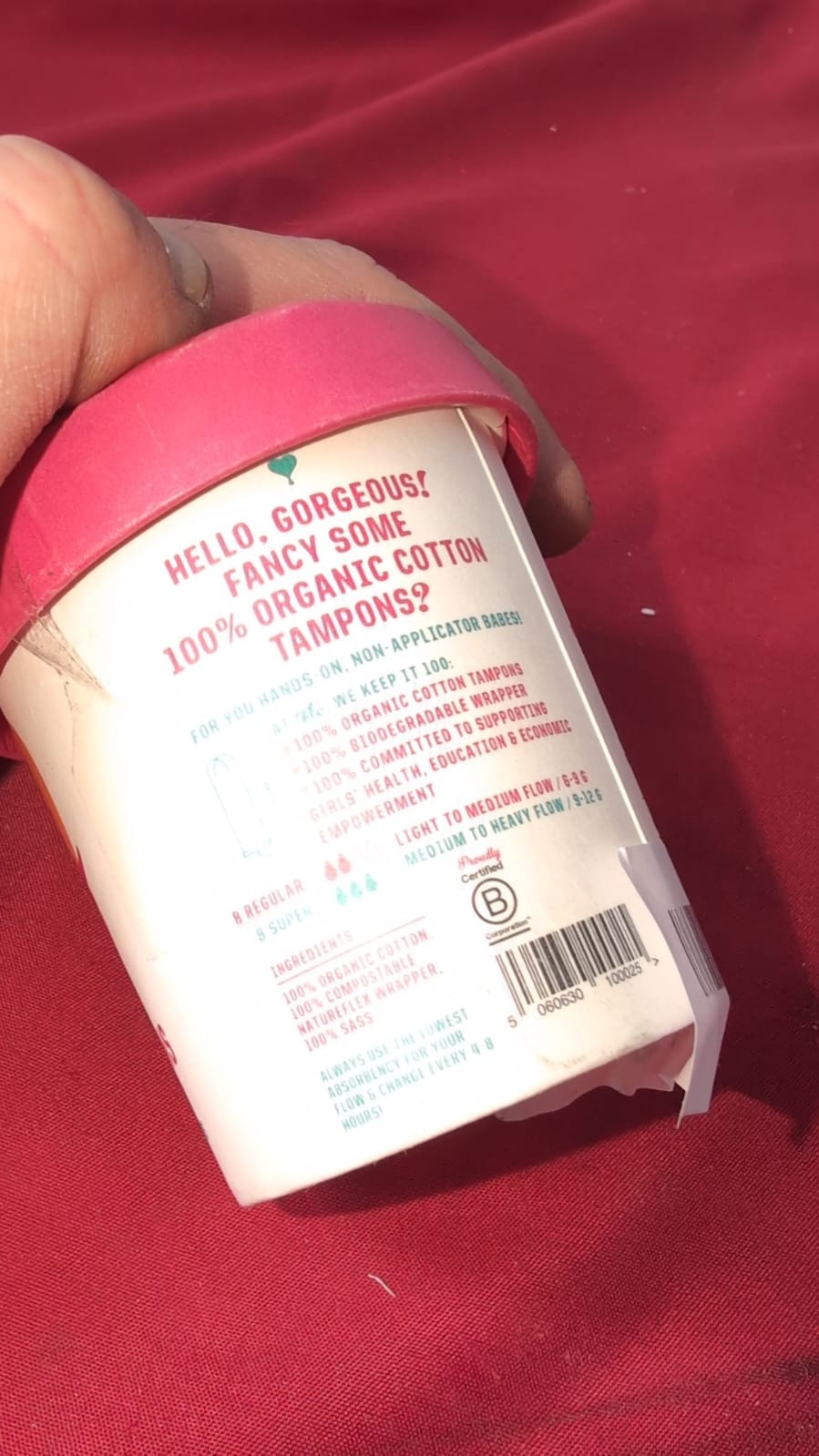 FLO Non-Applicator Tampons, Made from 100% Organic Cotton (packaging damaged)