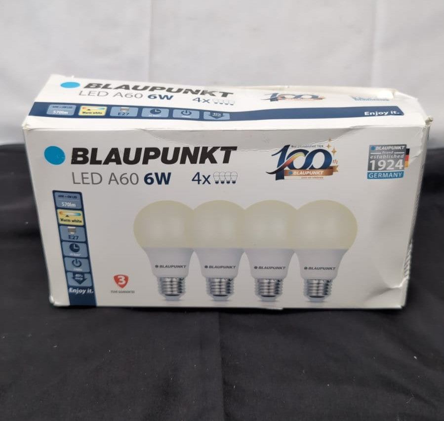 BLAUPUNKT E27 LED Light Bulb Classic 6W Warm White Pack of 4(BOX DAMAGED)