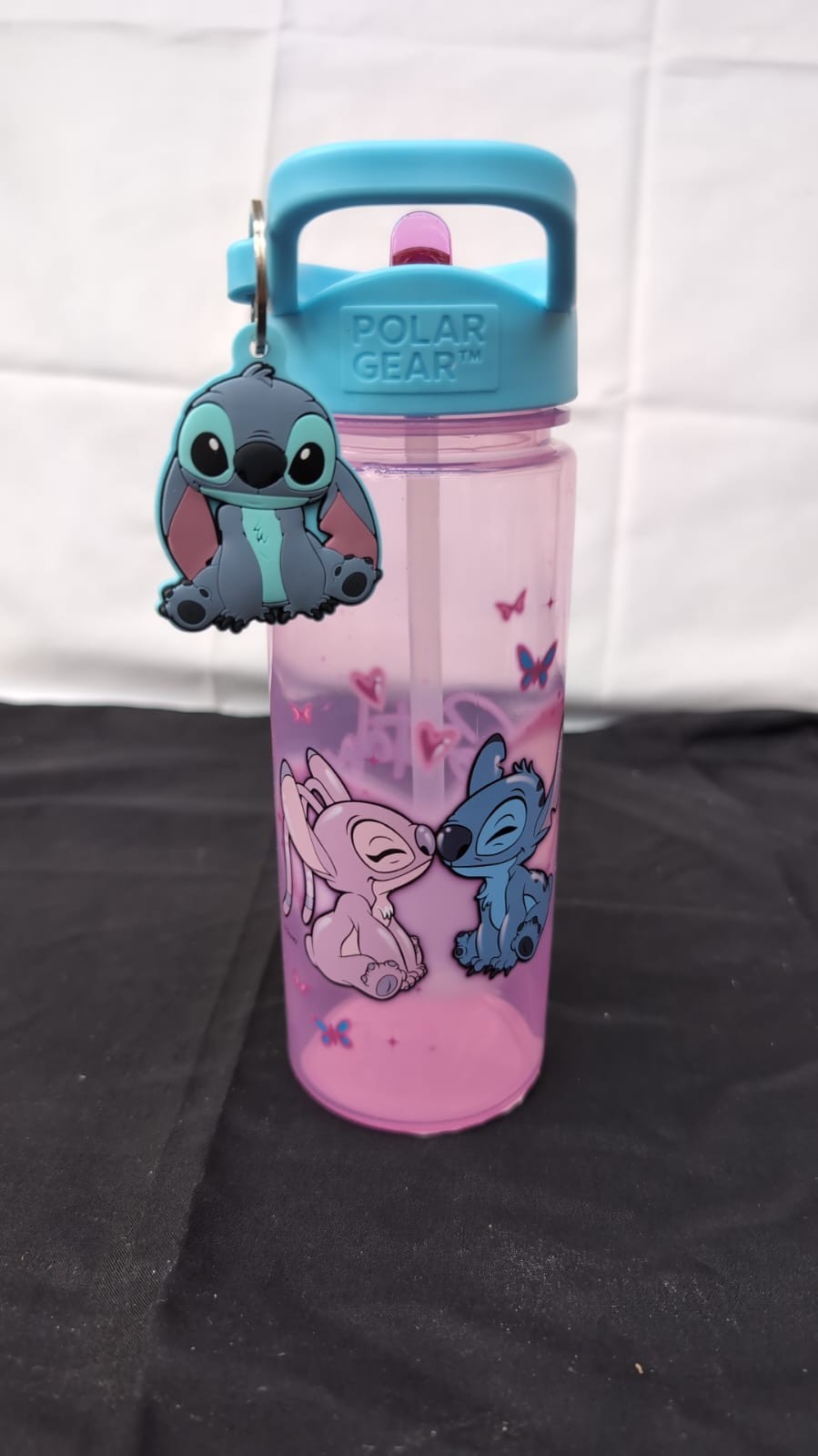Disney Stitch and Angel 500ml Kids Water Bottles with Straw (SMALL DENT)