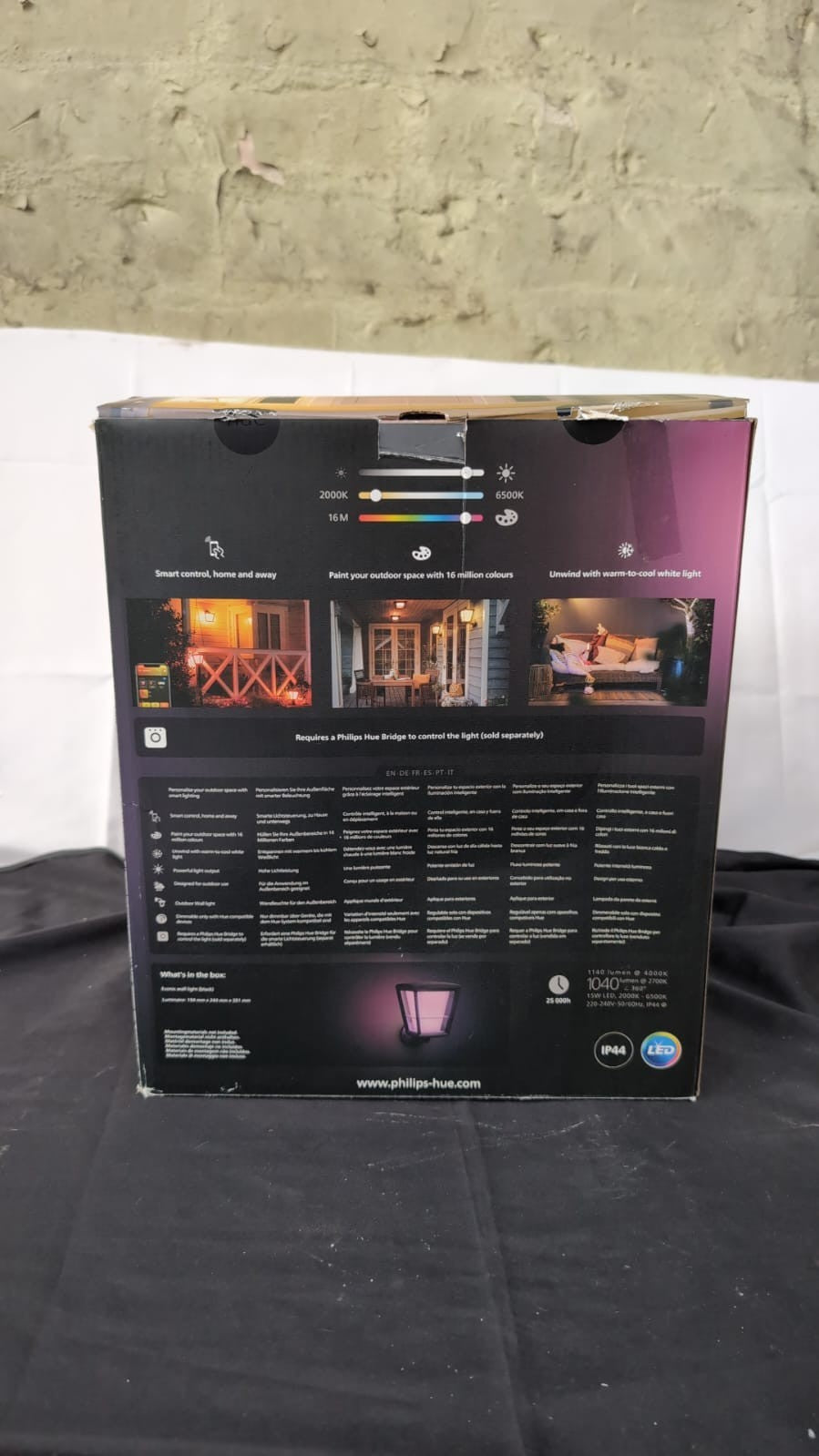 Philips Hue Econic White and Colour Ambiance LED Smart Garden Wall Light(USED)