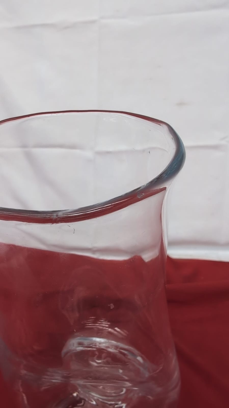 Donut Hole Handle Clear Glass Barware Pitcher (small chip - 30cm height)