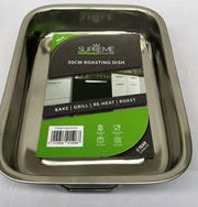 Stainless Steel Roasting Pan with Raised Bottom – 30cm Large Roaster