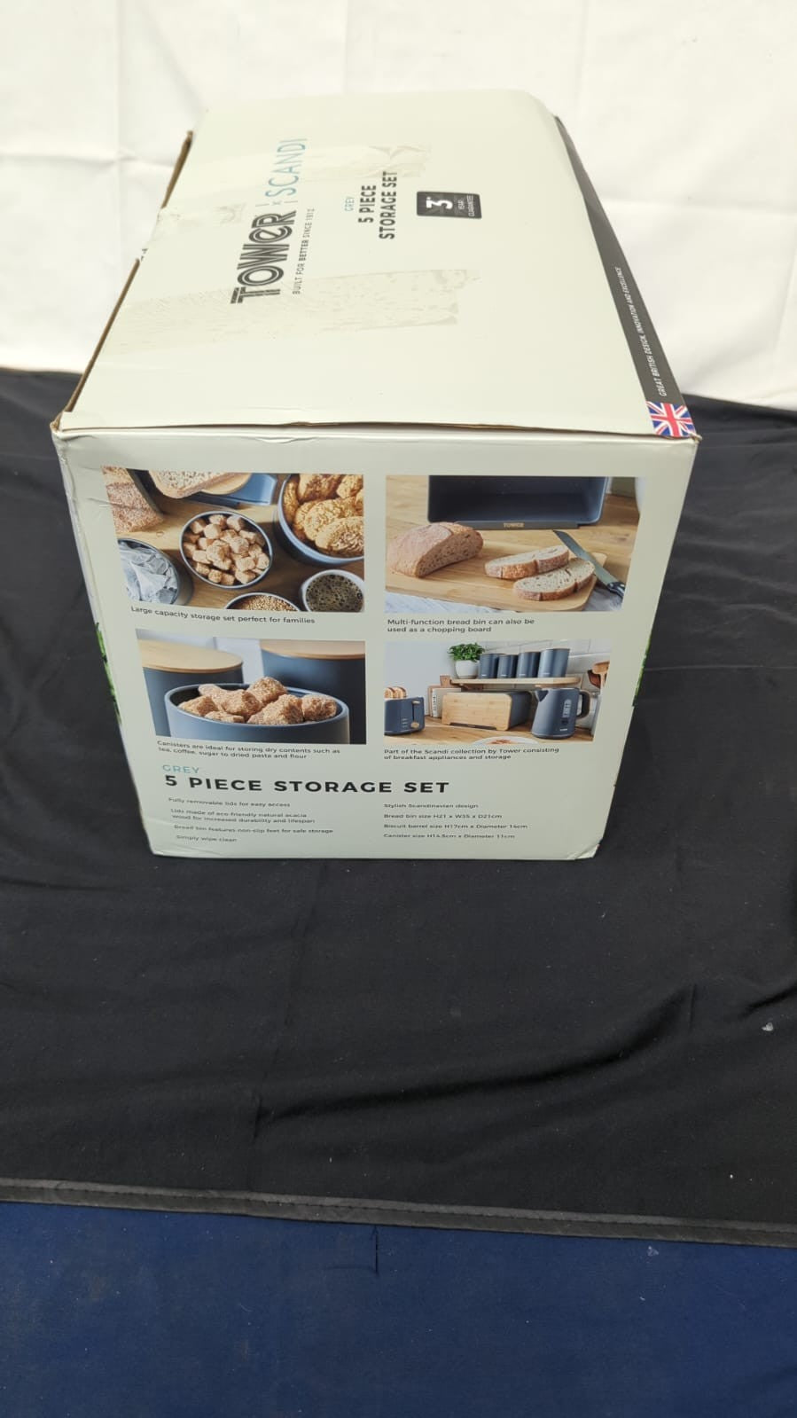 Tower Scandi 5 Piece Bamboo Storage Set,Grey,(Box damaged)