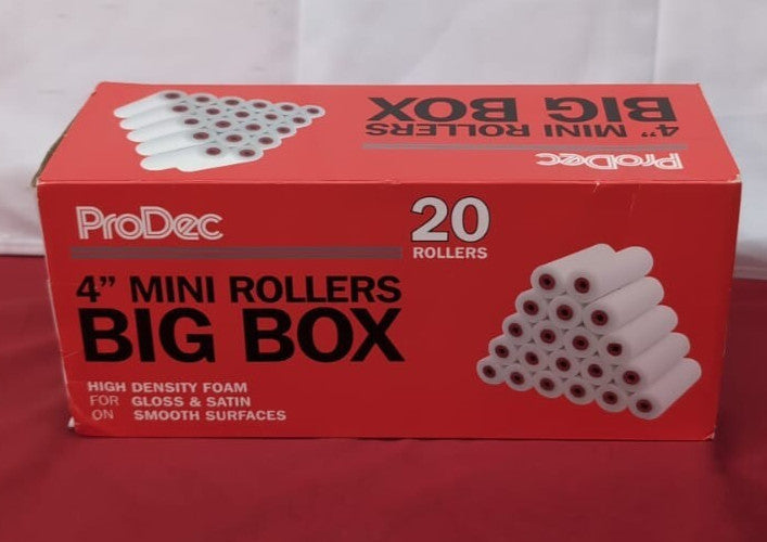 ProDec Big Box 20 Pack 4 inch High Density Foam Mini Paint Rollers (box damaged)