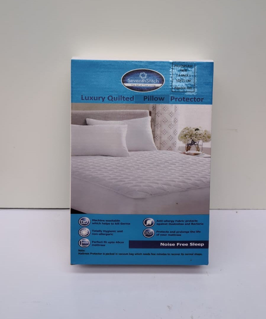 Quilted Pillow Protectors 4 Pack (50 x 75 CM) - Soft Poly Cotton ,White