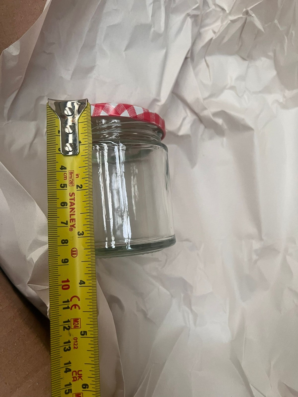Offer Shop Round Glass Jam Jars with Red Gingham Lids (8 Set)