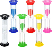 Sand Timer for Kids Set of 6 Small Colorful Hourglass Acrylic Covered Clock