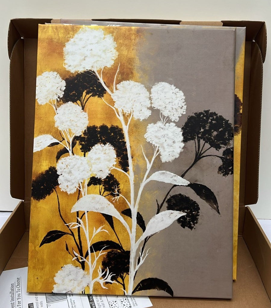 Wall Art Canvas Painting Gold Floral Botanical Posters 16"x20" (3 Packs)