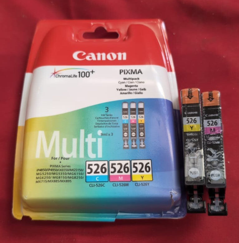 Canon CLI-526 C M Y ( packaging damaged - missing cyan cartridge)