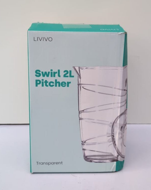 LIVIVO Swirl Design 2L Plastic Pitcher Jug with Lid and Vented Spout