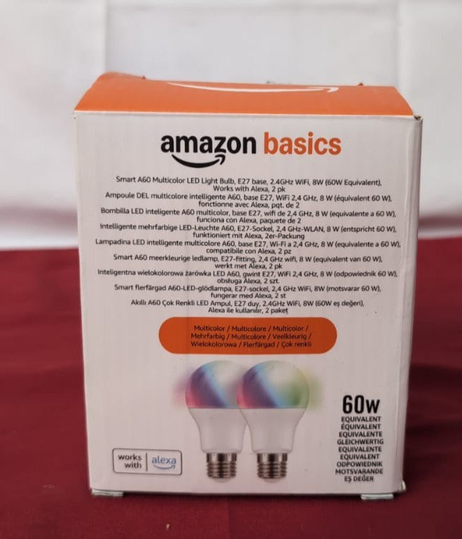 Amazon Basics Smart A60 Dimmable LED Light Bulb, E27 Base (BOX DAMAGED)