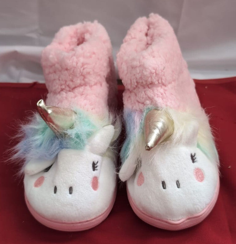 Girls Unicorn Slippers Toddler House Winter Warm Plush Anti-Slip