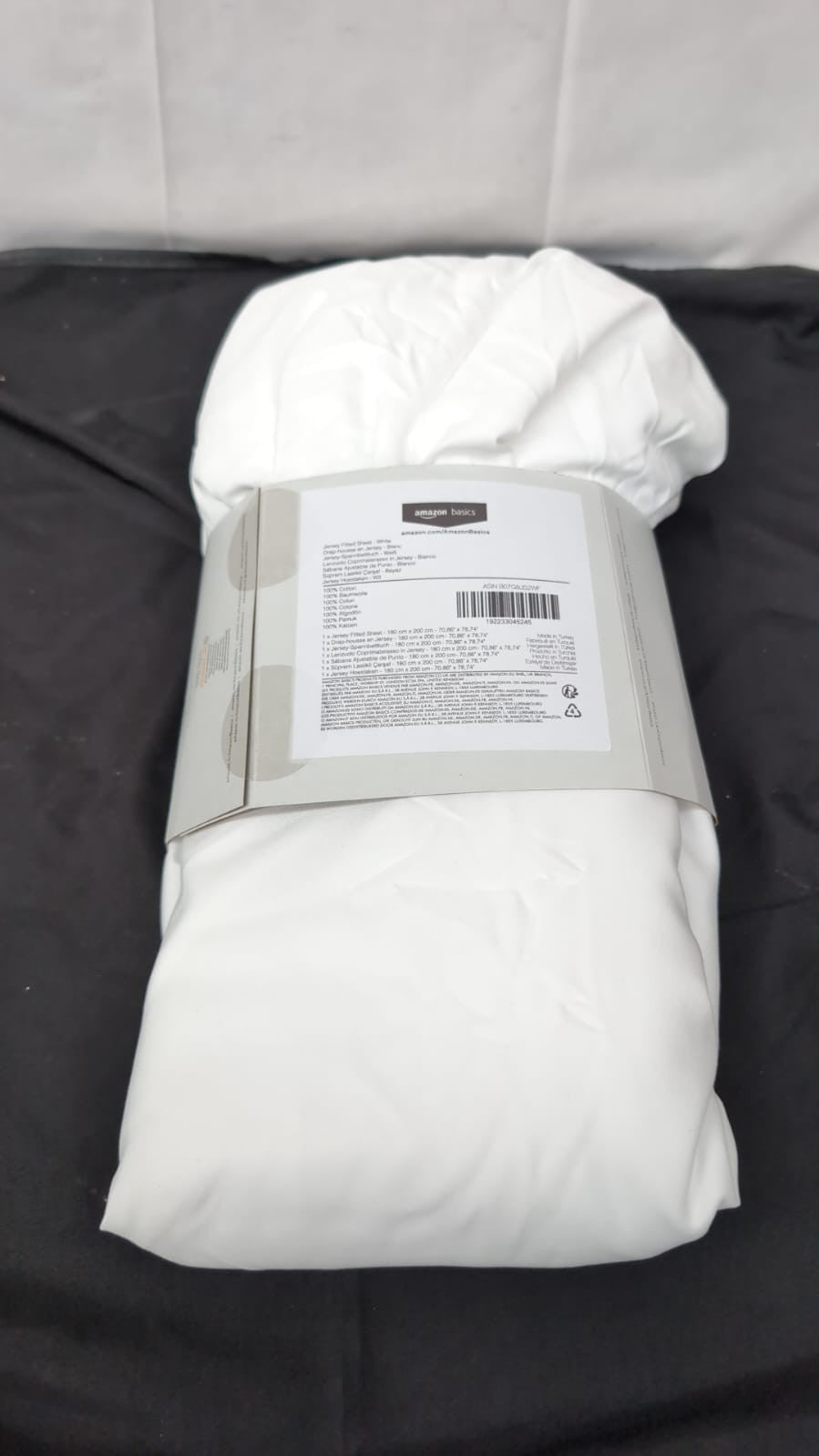 Amazon Basics 100% Cotton Jersey Super King Fitted Sheet, Deep Pocket,WHITE