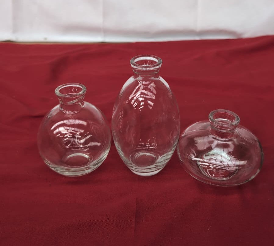Small Vase for Table Decoration Handmade Glass Vases for Flowers, 3Pcs Clear