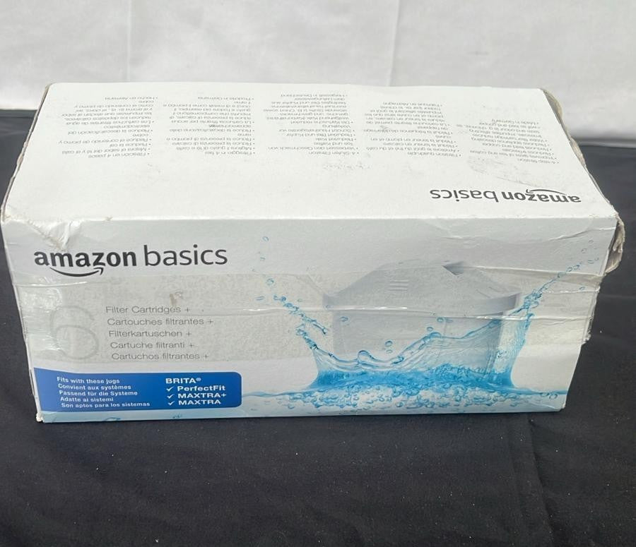 Amazon Basics Water Filter Cartridges, 6 count (Pack of 1), (BOX DAMAGED)