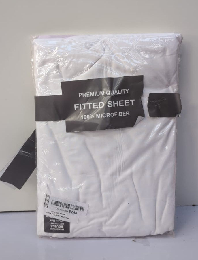 Yorkshire Bedding 25 Cm Fitted Bed Sheets - White, Double (Packaging Damaged)